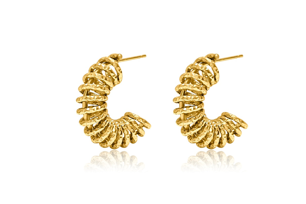 *Pre-Order* Textured Coiled Hoops-Gold