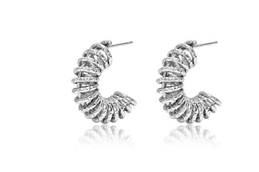 *Pre-Order* Textured Coiled Hoops-Silver